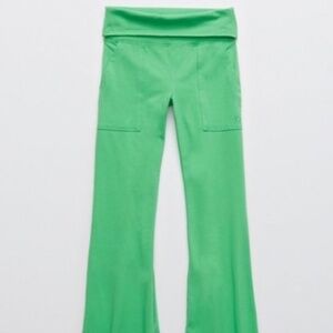aerie green flared pants